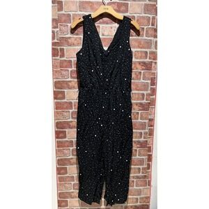 G.A.P V-Neck Sleevless Ankle Length Jump Suit Womens‎ SizeS Zip Up W/Belt Loop